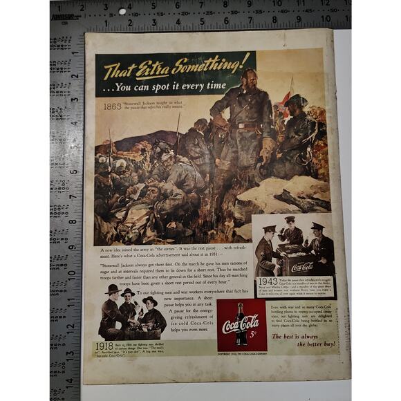 1943 Coca-Cola Print Ad That Extra Something Soldier 5¢ 1940s Patriotic Ephemera - Picture 3 of 7